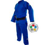 Кимоно для дзюдо Adidas Champion 2 IJF Slim Fit Olympic синее с золотым логотипом J-IJFS