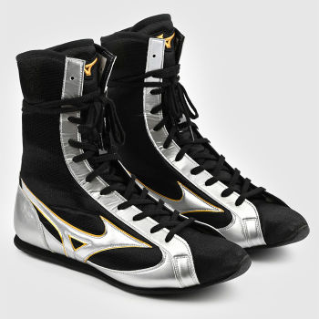 Боксёрки Mizuno High Cut Type Boxing Shoes Black/Silver/Gold