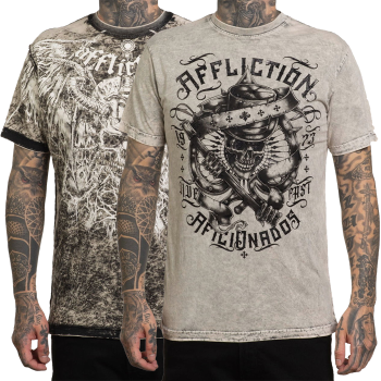 Двусторонняя футболка Affliction Electric Fire Black/Off White