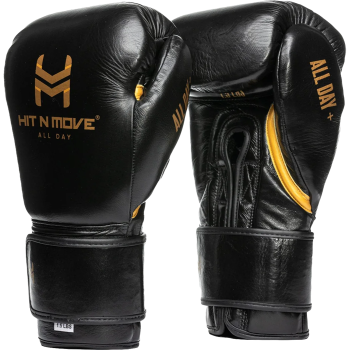 Боксерские перчатки на шнурках Hit N Move All Day Plus Black/Gold 24 Oz