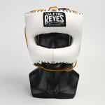 Бамперный боксёрский шлем Cleto Reyes E388 белый/золотой